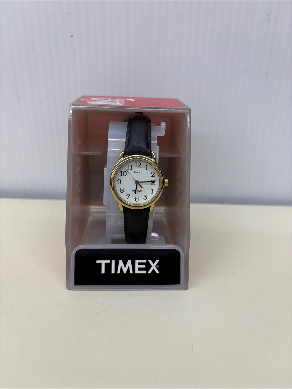 Timex Indiglo Black Leather Strap Watch